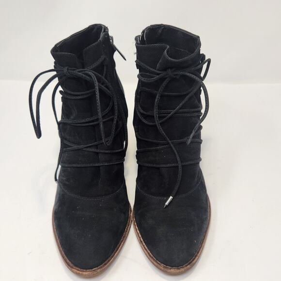 Sam Edelman Women Millard Black Leather Ankle Boot Bootie Size 7 M Zip Heeled - Picture 2 of 10